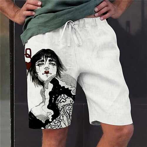 

Men's Stylish Designer Straight Shorts Elastic Waist Print Short Pants Sports Outdoor Daily Cartoon Graphic Prints Cotton Blend Comfort Breathable Mid Waist White S M L XL XXL / Summer / Beach
