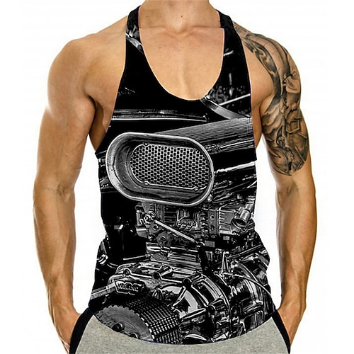 

Men's Tank Top Vest 3D Print Graphic Prints Camera Crew Neck Daily Sports Print Sleeveless Tops Fashion Classic Designer Comfortable Black