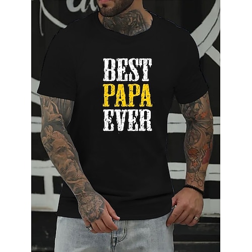 

Men's T shirt Hot Stamping Letter Round Neck Casual Daily Print Short Sleeve Tops Simple Basic White Black Blue