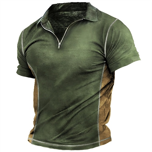 

Per uomo POLO Camicia da golf Golf Color Block Collo ripiegabile Verde Strada Informale Manica corta Cerniera Abbigliamento Di tendenza Informale Comodo