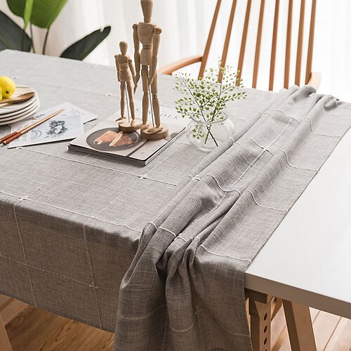 

Pastoral Tablecloth Cotton Linen Fabric Table Cloth - Washable Table Cover Dust-Proof Wrinkle Resistant for Restaurant, Picnic, Indoor and Outdoor Dining