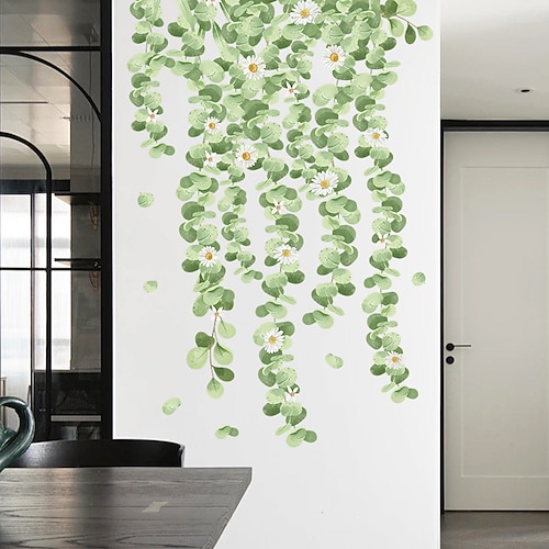 

Green Leaves Flowers Plants Wall Stickers Bedroom / Living Room Removable / Pre-pasted PVC Home Decoration Wall Decal 2pcs
