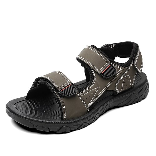 

Men's Sandals Casual Beach Daily Beach Water Shoes PU Black Brown Summer