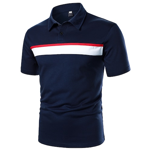 

Men's Collar Polo Shirt Shirt Golf Shirt Dress Shirt Casual Shirt Curve Geometry Button Down Collar Navy Blue Print Outdoor Casual Short Sleeve Color Block Button-Down Clothing Apparel Fashion