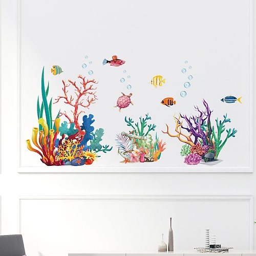 

Underwater World Aquatic Grass Coral Fish Creative Personality Home Decoration Living Room Sofa Background Wall Paste