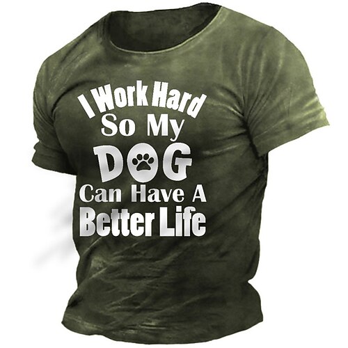 

Men's T shirt 3D Print Graphic Letter Crew Neck Casual Daily Print Short Sleeve Tops Fashion Vintage Designer Big and Tall Black Gray Army Green