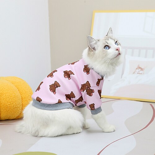 

Dog Cat Sweatshirt Cartoon Bear Fashion Cute Casual / Daily Outdoor Dog Clothes Puppy Clothes Dog Outfits Soft Yellow Rosy Pink Costume for Girl and Boy Dog Polyester Cotton S M L XL XXL