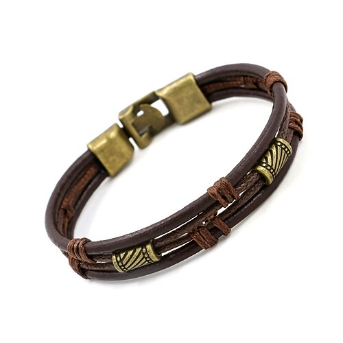 

Men's Women's Leather Bracelet Retro Leaf Vintage Theme Ethnic European Korean Leather Bracelet Jewelry Yellow / Brown For Gift Festival