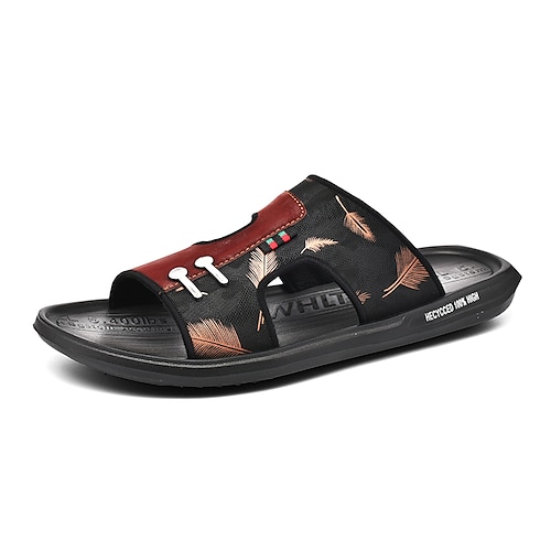

Men's Sandals Loafers Slip-Ons Casual Classic Daily Outdoor PU Black Brown Spring Summer