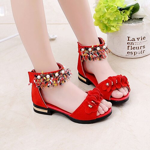 

Girls' Heels Sandals Dress Shoes Flower Girl Shoes Princess Shoes School Shoes Rubber Nylon Portable Breathability Non-slipping Princess Shoes Big Kids(7years ) Little Kids(4-7ys) Gift Daily Walking