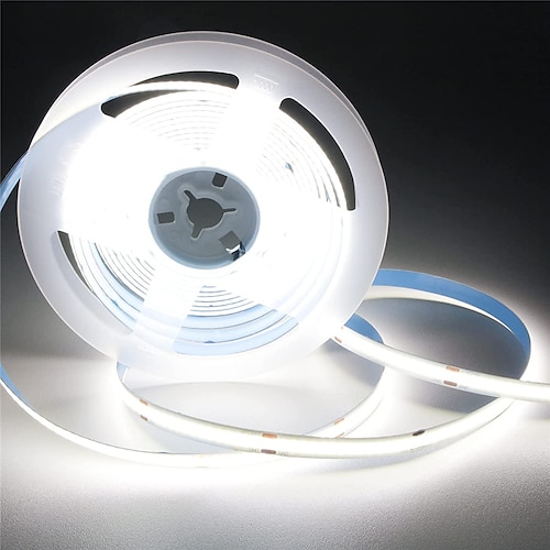 

COB Flexible LED Strip Light High Density 5m 16.4FT Warm Cold White CRI 90 8mm Width Dimmable LED Ribbon for Bedroom Kitchen Home Indoor Decoration DC12V