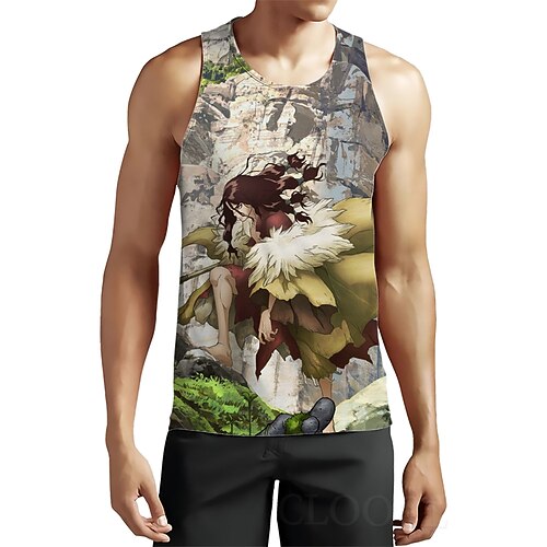 

Inspired by Dr Stone Ishigami Senku Cosplay Costume T-shirt 100% Polyester Pattern Harajuku Graphic Kawaii Vest For Men's / Sleeveless