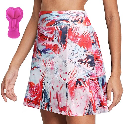 

21Grams Women's Cycling Skort Skirt Bike Padded Shorts / Chamois Bottoms Mountain Bike MTB Road Bike Cycling Sports Graffiti 3D Pad Cycling Breathable Quick Dry Red Polyester Spandex Clothing Apparel