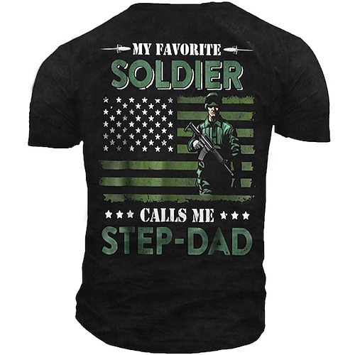 

Men's Unisex T shirt 3D Print Graphic Prints Soldier National Flag Crew Neck Street Daily Print Short Sleeve Tops Casual Designer Big and Tall Sports Black Navy Blue