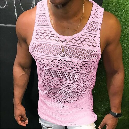 

Men's Tank Top Undershirt Solid Color Crew Neck Street Casual Sleeveless Tops Cotton Casual Fashion Breathable Comfortable White Black / Summer / Summer