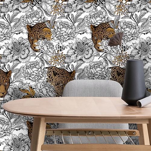 

Tiger Plant Texture Self-adhesive Wallpaper Environmental Protection Waterproof Removable Living Room Wall Stickers