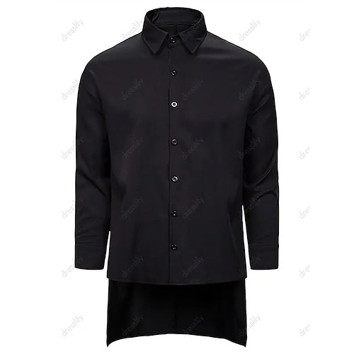 

Men's Shirt Solid Color Turndown Street Casual Button-Down Long Sleeve Tops Casual Fashion Breathable Comfortable Black