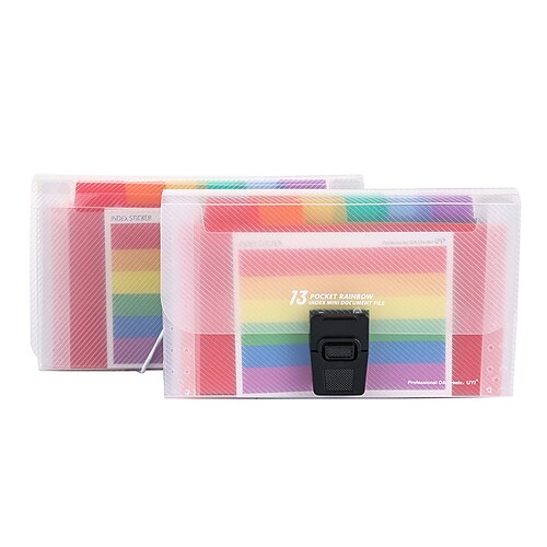 

13 Pockets Accordion File Folders PP Waterproof with Elastic Buckles File Organizer A6 Size Receipts Documents