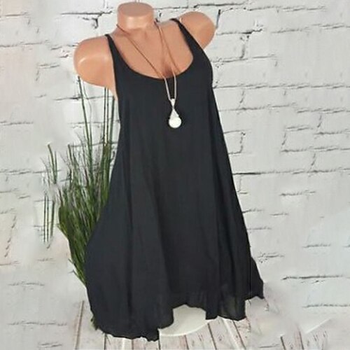

Women's Plus Size Curve Tops Tank Top Plain Backless Lace Sleeveless U Neck Sexy Daily Vacation Polyester Spring Summer Green White