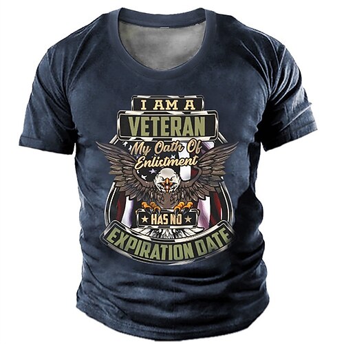 

Men's T shirt Tee 3D Print Graphic Eagle Crew Neck Casual Daily Print Short Sleeve Tops Fashion Vintage Designer Big and Tall Black Blue