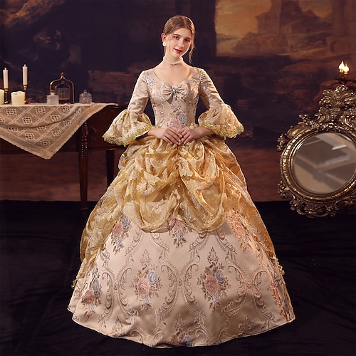 

Princess Shakespeare Gothic Rococo Vintage Inspired Medieval Dress Party Costume Masquerade Women's Costume Vintage Cosplay Party Masquerade Wedding Party 3/4-Length Sleeve Ball Gown Dress Christmas