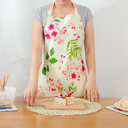 

1 Piece Cotton Linen Kitchen Apron with Adjustable Neck Hidden Pocket with Long Ties for Women Men Chef