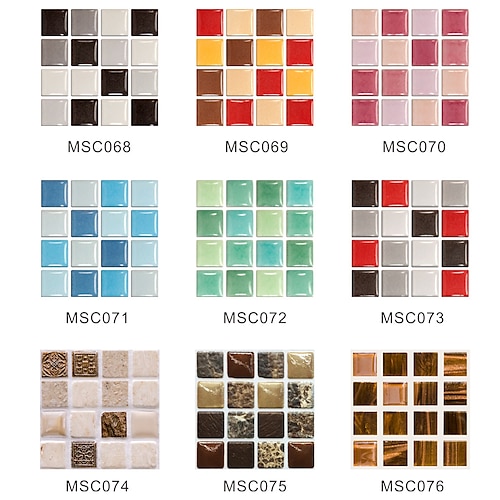 

10PCS Bright Film 3D Effect Mosaic Creative Tile Stickers Decorative Self-adhesive Removable Wall Stickers