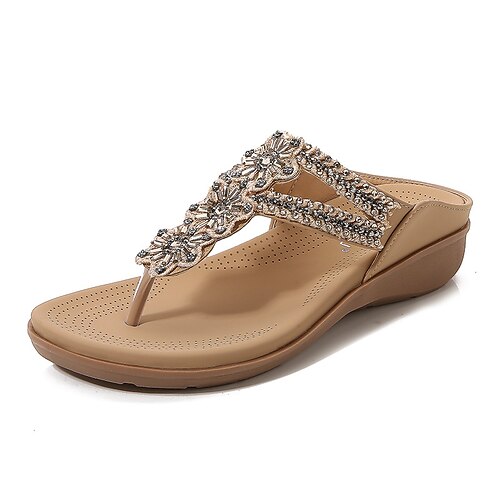 

Women's Sandals Outdoor Slippers Beach Slippers Indoor Shoes Flower Round Toe Open Toe Elegant Casual Daily Office Walking Shoes PU Leather Loafer Spring Summer Solid Colored Almond Rosy Pink Royal