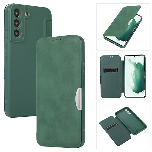

Phone Case For Samsung Galaxy Full Body Case S22 Ultra Plus S21 FE S20 A52 Note 10 A71 Shockproof Card Holder Slots Magnetic Flip Solid Colored TPU PU Leather