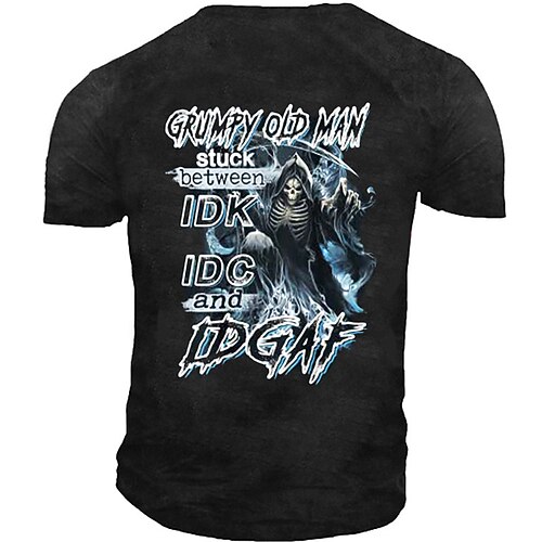 

Men's Unisex T shirt 3D Print Graphic Prints Skull Letter Crew Neck Street Daily Print Short Sleeve Tops Casual Designer Big and Tall Sports Black Army Green Dark Gray