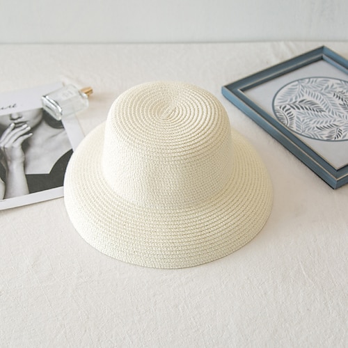 

Hats Basketwork Straw Hat Casual Elegant With Pure Color Headpiece Headwear