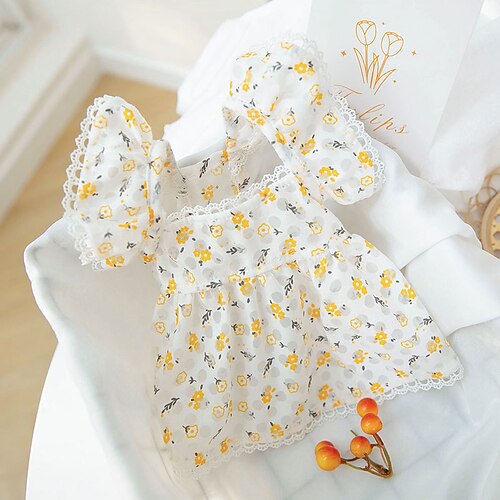 

Dog Cat Dress Flower Fashion Cute Holiday Casual / Daily Dog Clothes Puppy Clothes Dog Outfits Soft White Costume for Girl and Boy Dog Cloth XS S M L XL 2XL