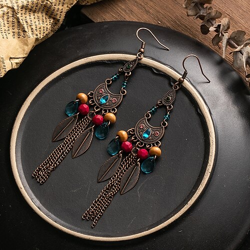 

Women's Drop Earrings Tassel Fringe Skeleton Stylish Simple Folk Style Earrings Jewelry Brown For Daily Holiday 1 Pair