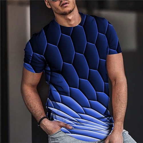 

Men's Unisex T shirt Tee 3D Print Graphic Prints Geometry Crew Neck Street Daily Print Short Sleeve Tops Casual Designer Big and Tall Sports Green Blue Yellow