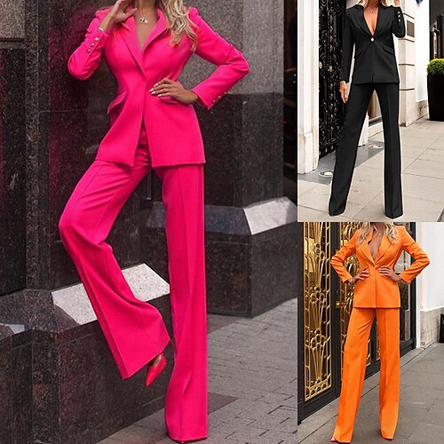 

Femme veste Tailleur basique Fuchsia Orange Bureau Travail Entreprise Couleur unie Plein S M L XL