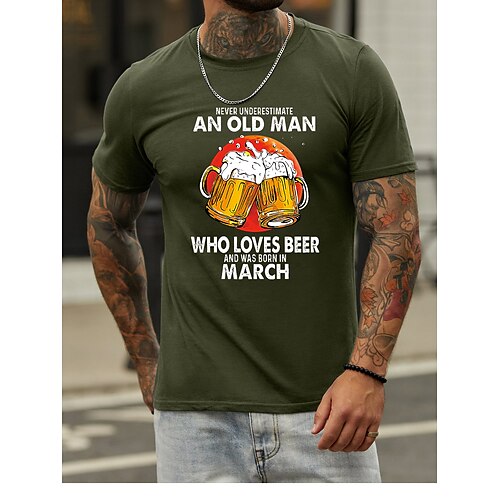 

Men's T shirt Hot Stamping Letter Round Neck Casual Daily Print Short Sleeve Tops Simple Basic Blue Black Gray