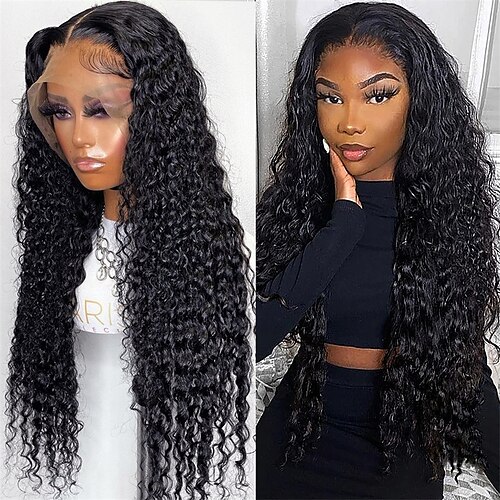 

150% Density Brazilian Hair Curly Black Wig 30 Inch Deep Wave Lace Frontal Wig Curly Lace Front Human Hair Wigs For Black Women Wet And Wavy Deep Wave Frontal Wig