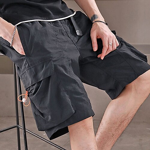 

Men's Casual Casual / Sporty Shorts Cargo Shorts Drawstring Pocket Multi Pocket Knee Length Pants Casual Daily Micro-elastic Solid Color Breathable Outdoor Mid Waist Black Blue Army Green M L XL XXL