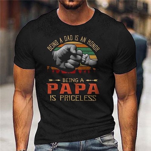 

Men's Unisex T shirt Tee 3D Print Graphic Prints Hand Letter Crew Neck Street Daily Print Short Sleeve Tops Casual Designer Big and Tall Papa T Shirts Black Blue Red / Summer