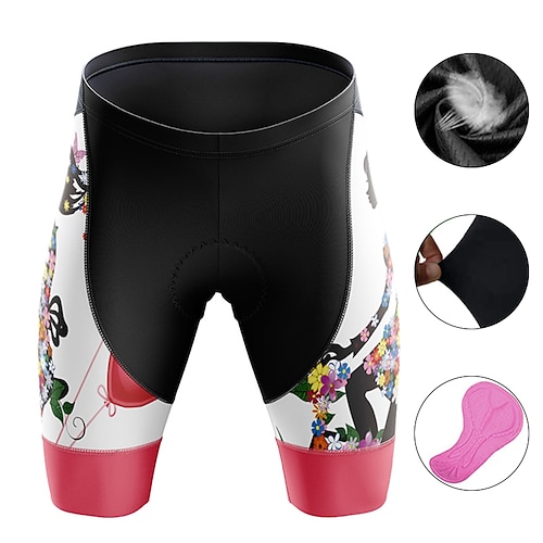 

21Grams Women's Bike Shorts Cycling Padded Shorts Bike Padded Shorts / Chamois Mountain Bike MTB Road Bike Cycling Sports Floral Botanical 3D Pad Cycling Breathable Quick Dry Red White Polyester