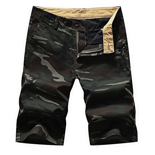 

Men's Casual Sports Shorts Beach Shorts Multiple Pockets Calf-Length Pants Inelastic Camouflage Solid Color Lightweight Sports Mid Waist Army Green Dark Blue Brown 31 32 33 34 36