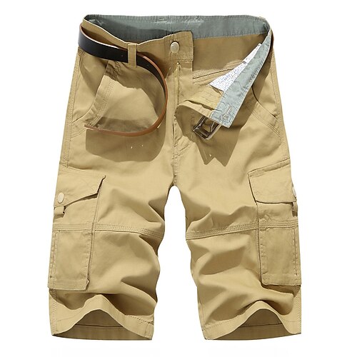 

Men's Casual Sports Shorts Beach Shorts Multiple Pockets Calf-Length Pants Inelastic Camouflage Solid Color Lightweight Sports Mid Waist Army Green Khaki 31 32 33 34 36