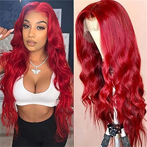 

Body Wave Red Colored Lace Front Wig Human Hair 13x4 HD Transparent Red Wigs for Women Human Hair 150% Density Human Hair Wigs for Black Women Pre Plucked With Baby Hair