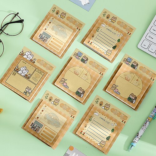 

4 pcs Sticky Notes 7.67.6 inch Colorful Paper Lined Cute Self-adhesive Post It Notes for School Office Student