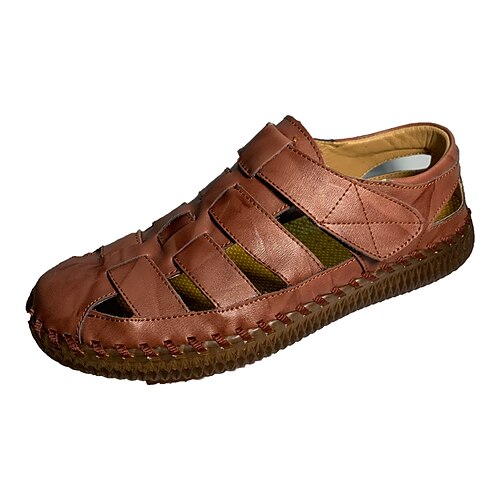 

Men's Sandals Flat Sandals Fishermen sandals Fisherman Sandals Comfort Sandals Beach Daily Faux Leather Light Brown Dark Brown Black Spring Summer