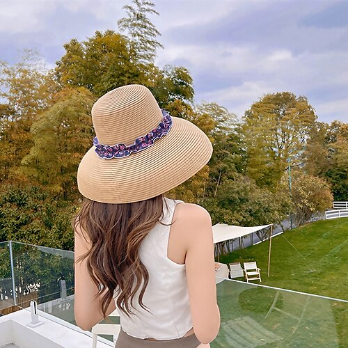 

Hats Straw Straw Hat Casual Holiday Cute With Pattern / Print Headpiece Headwear