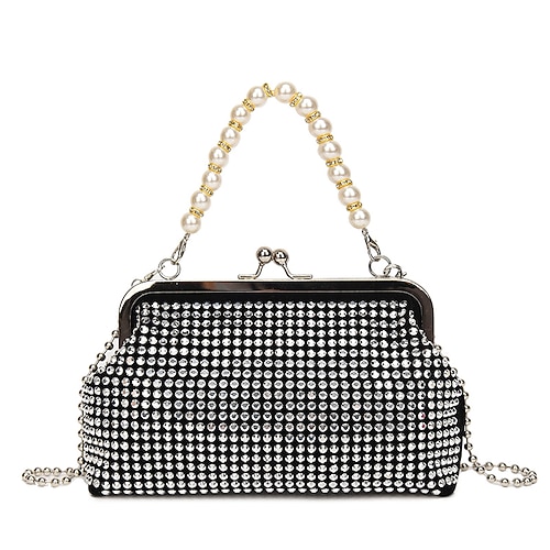 

Women's Sling Bags Top Handle Bag Shoulder Bag PU Leather Buttons Zipper Solid Color Daily Outdoor White Black Silver