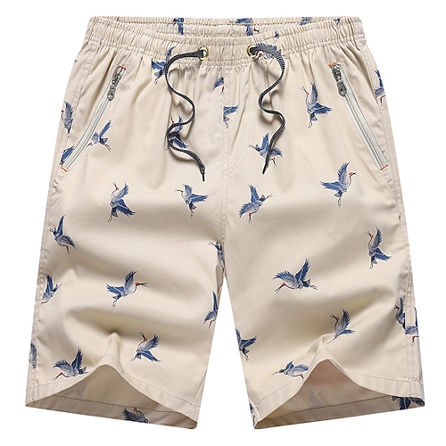 

Men's Chinese Style Casual Chinos Shorts Multiple Pockets Elastic Drawstring Design Print Knee Length Pants Casual Beach Micro-elastic Solid Colored Graphic Prints Comfort Breathable Mid Waist Black