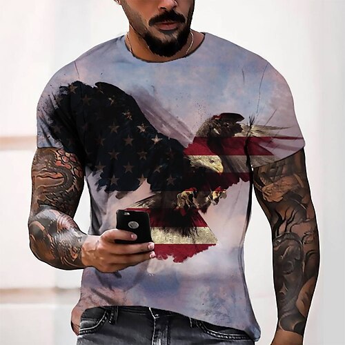 

Men's Tee T shirt Tee 3D Print Graphic Round Neck Casual Daily 3D Print Short Sleeve Tops Fashion Designer Cool Comfortable Blue