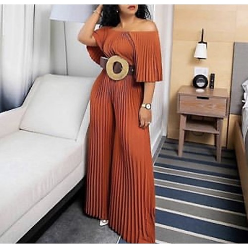 

Women's Plus Size Jumpsuit Solid Color Streetwear Casual Casual Daily High Full Length Spring Summer Orange L XL XXL 3XL